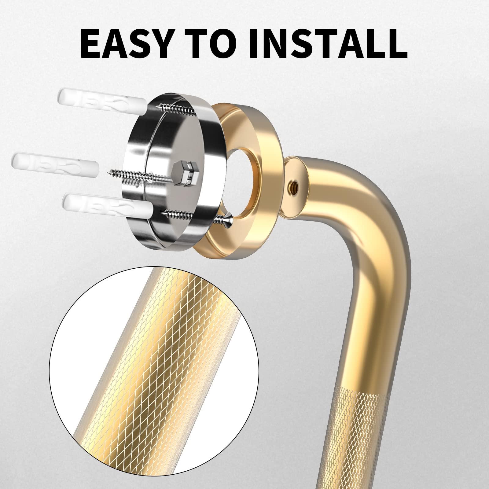 Munzong 36 Inch Anti Slip Shower Grab Gold, Munzong Bathroom Grab Bar, Knurled Bathroom Balance Bar,Safety Hand Rail Support Handicap Elderly Injury Senior Assist Bath Handle