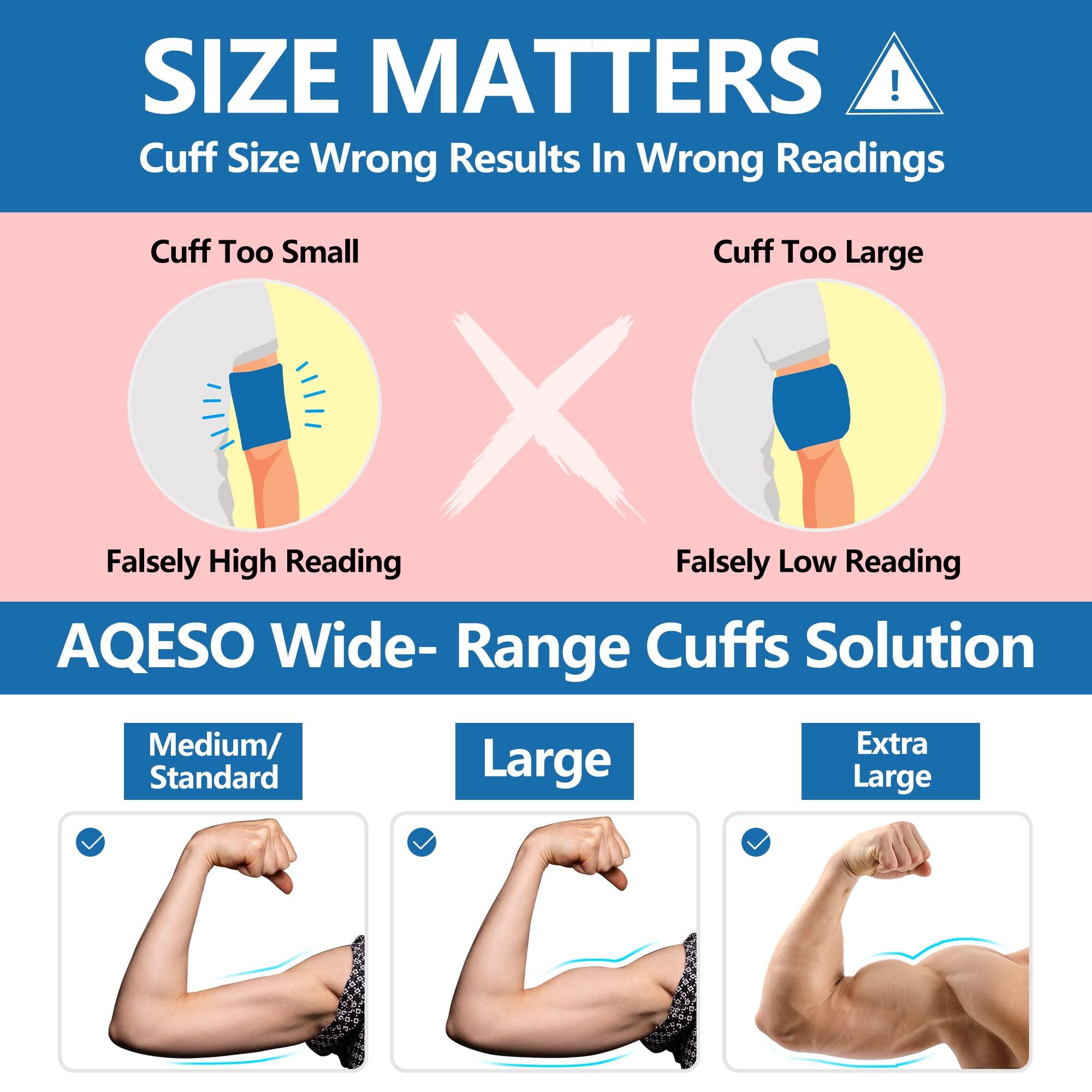 AQESO Blood Pressure Machine Upper Arm, 2 Size Cuffs M/L and XL, Medium/Large 9\"-17\" and Extra Large Cuff 13\"-21\", Accurate Automatic Digital BP Cuff Home Use, Large Backlit LCD, BP Monitor Dual-User Mode