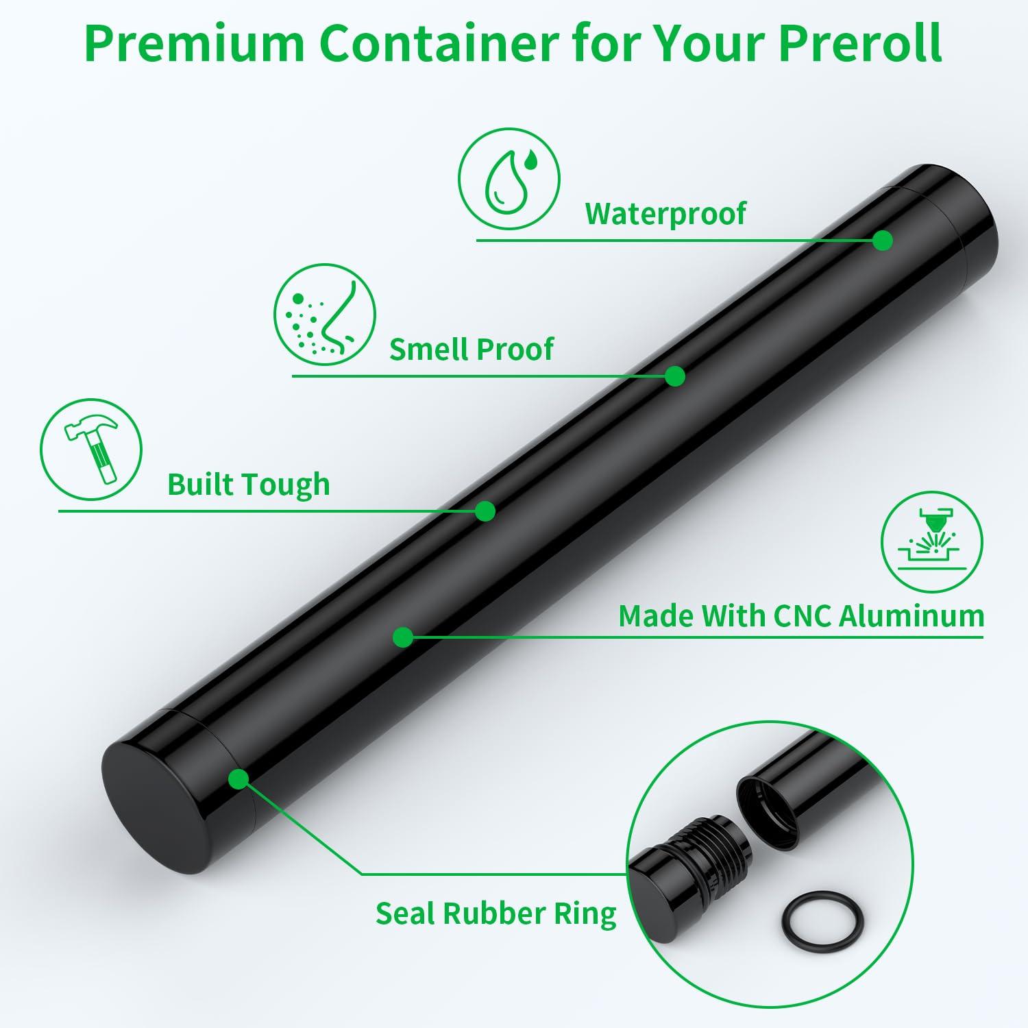 Urekt Metal Tube Container(2 Pack), Portable Aluminum Waterproof Storage Tube Holder Case Travel Box Fit in Pocket Purse Great for Traveling