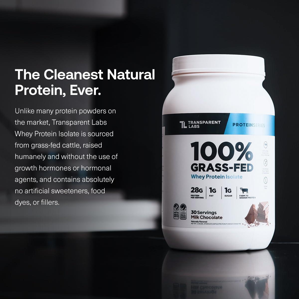 Transparent Labs Transparent Labs Grass-Fed Whey Protein Isolate - Naturally Flavored, Gluten Free Whey Protein Powder with 28g of Protein per Serving & 9 Amino Acids - 30 Servings, Oatmeal Chocolate Chip Cookie