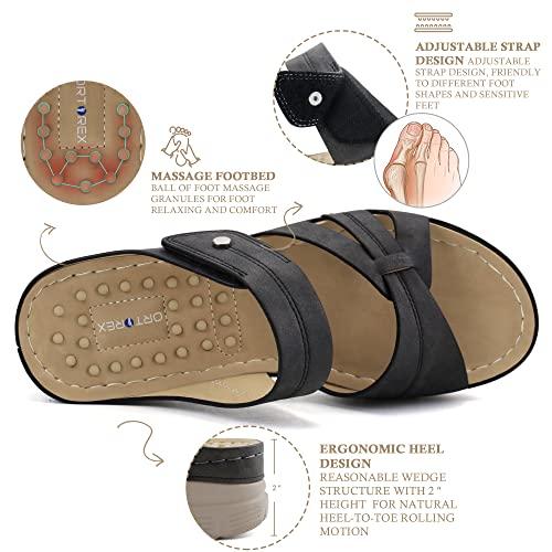 Ortho+rest Ortho+rest Women Orthotic Slides Comfortable Orthopedic Sandals Walking Sandals with Arch Support (9,Black)