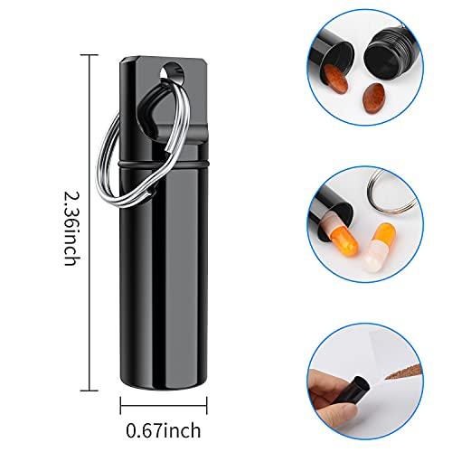 TecQach Small Pocket Pill Box Keychain, Aluminium Alloy Portable Mini Pill Organizer Case Container for Purse, Waterproof Metal Pill Holder Medicine Bottle for Outdoor Camping Travel (Red)