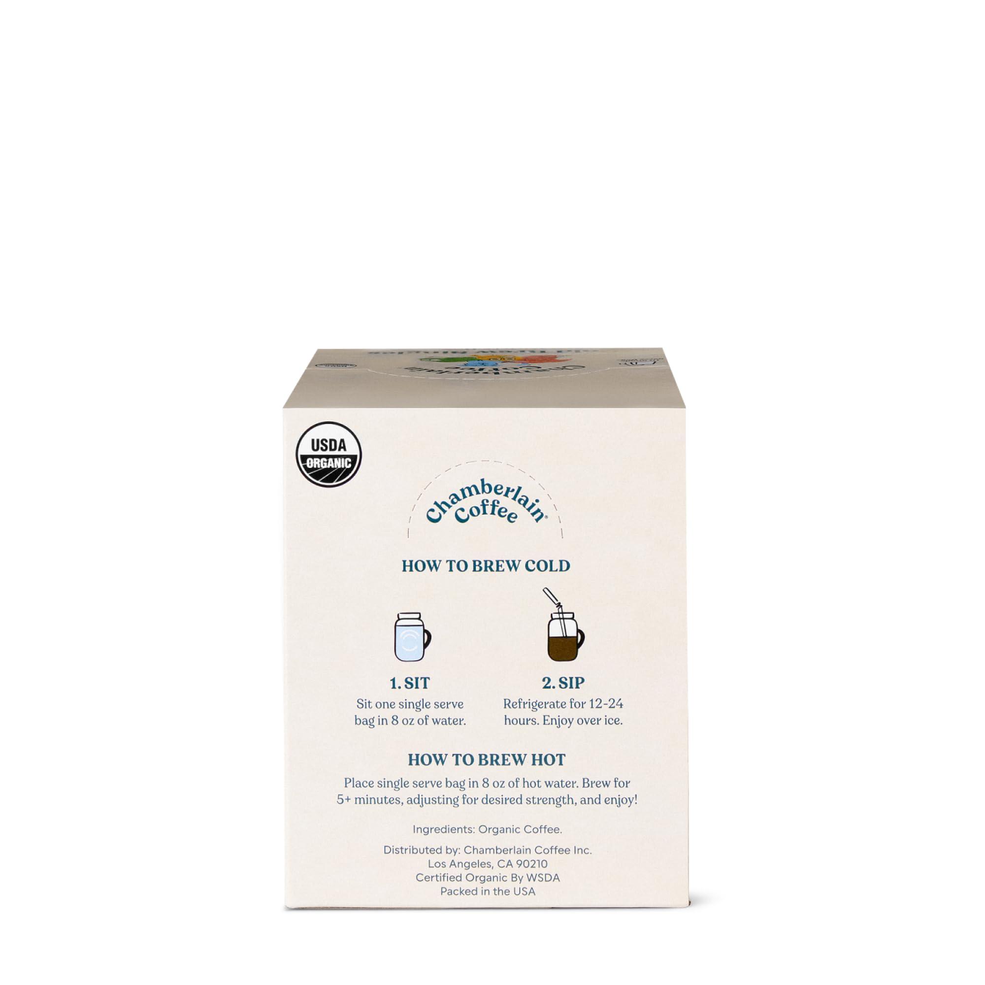 Chamberlain Coffee Chamberlain Coffee Variety Box Single Serve Bags - Includes 5 Blends, Original Family Blend, Early Bird Blend, Night Owl Blend, Careless Cat Blend, Social Dog Blend - 10 Single Serve Cold Brew Sachets