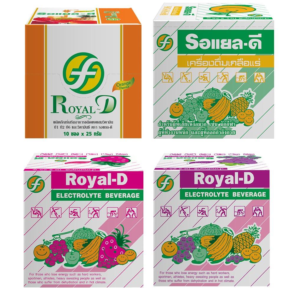 Royal-D Royal-D Electrolyte Beverage Powder -Electrolyte Powder, Isotonic Electrolyte Drink Mix, Electrolyte Drink Mix. Sodium, Potassium, Vitamin - Assorted Flavors (8.8 Oz Box, 10 Each - 4 Flavors)