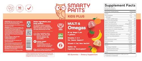 SmartyPants SmartyPants Kids Multivitamin Gummies - Improved Formula: Omega 3 (DHA/EPA), Vitamins D3, C, B12, B6, Vitamin A, K & Zinc, Gluten Free, Three Fruit Flavors, 60 Count (30 Day Supply)