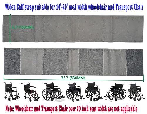 ForconMed Calf Strap for Wheelchair and Transport Chair,16"-20" seat Width Universal,Leg Strap Support Lower Leg,Widened Size:L32.7"*W6.3",Oxford Cloth Material,Wheelchair Universal Replacement Parts 1Ea,Black