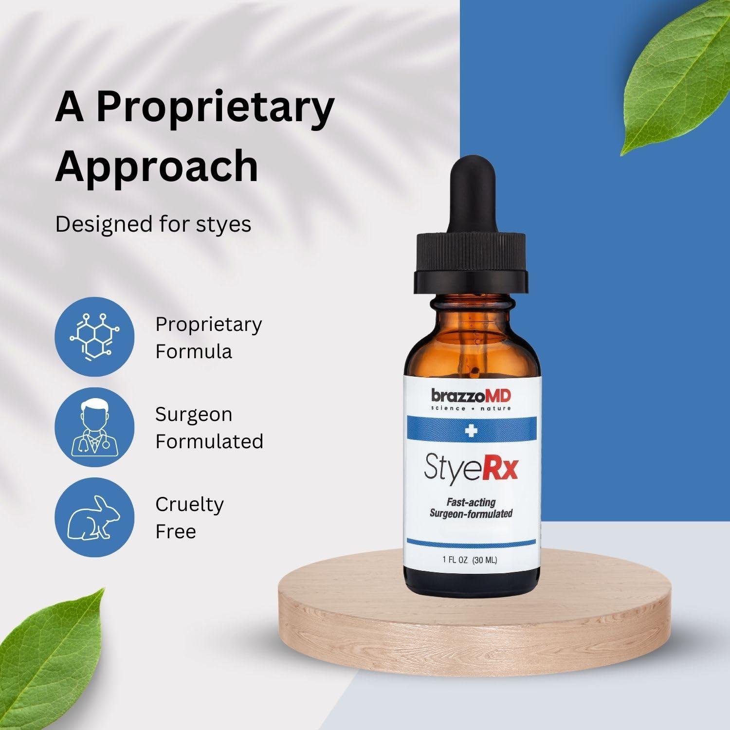 brazmedics brazzoMD Stye Relief - Physician-formulated - Assists Chalazions, Made with Arnica & Calendula 1.0 Fl Oz.