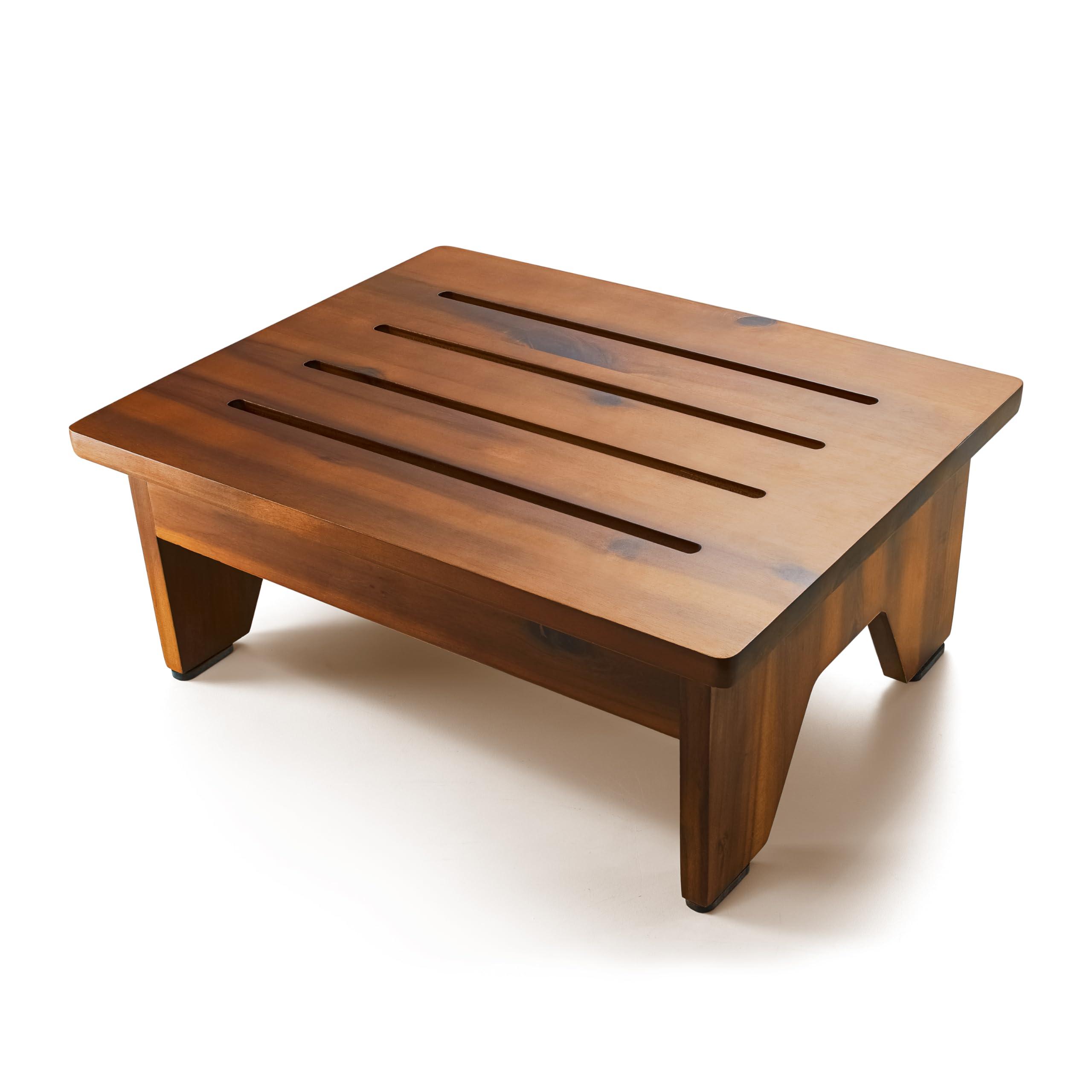 HOLANA Holana 6.5\" Wooden Step Stool for Adults (No Assemble Required)- 200 Lbs One Step Stools for High Bed Riser - Small Stepping Stool for Elderly, Seniors, Kid/Bathroom, Bed, Kitchen (Acacia Wood)