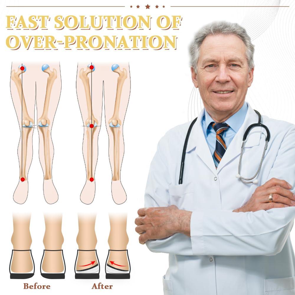 BIGGCOOL BIGGCOOL Corrective Insoles for Supination & Over-Pronation, Orthotics Medial & Lateral Heel Wedge Inserts for Foot Alignment, Bow Legs, Knee Pain (Black-3 Layers, S: Women 4-7.5/Men: 6-7)