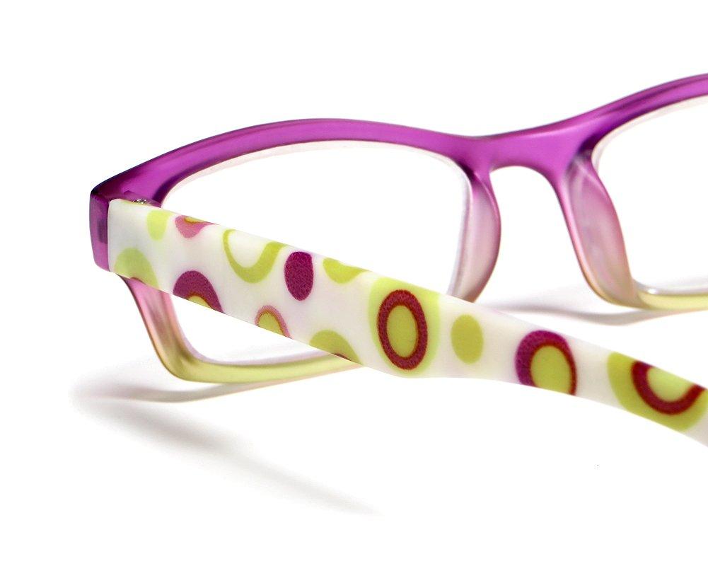 Calabria Calabria Hannah Reading Eye Glasses +5.00 Pink Yellow Polka Dot Women Trendy Readers Rectangular Eyeglasses w/Case