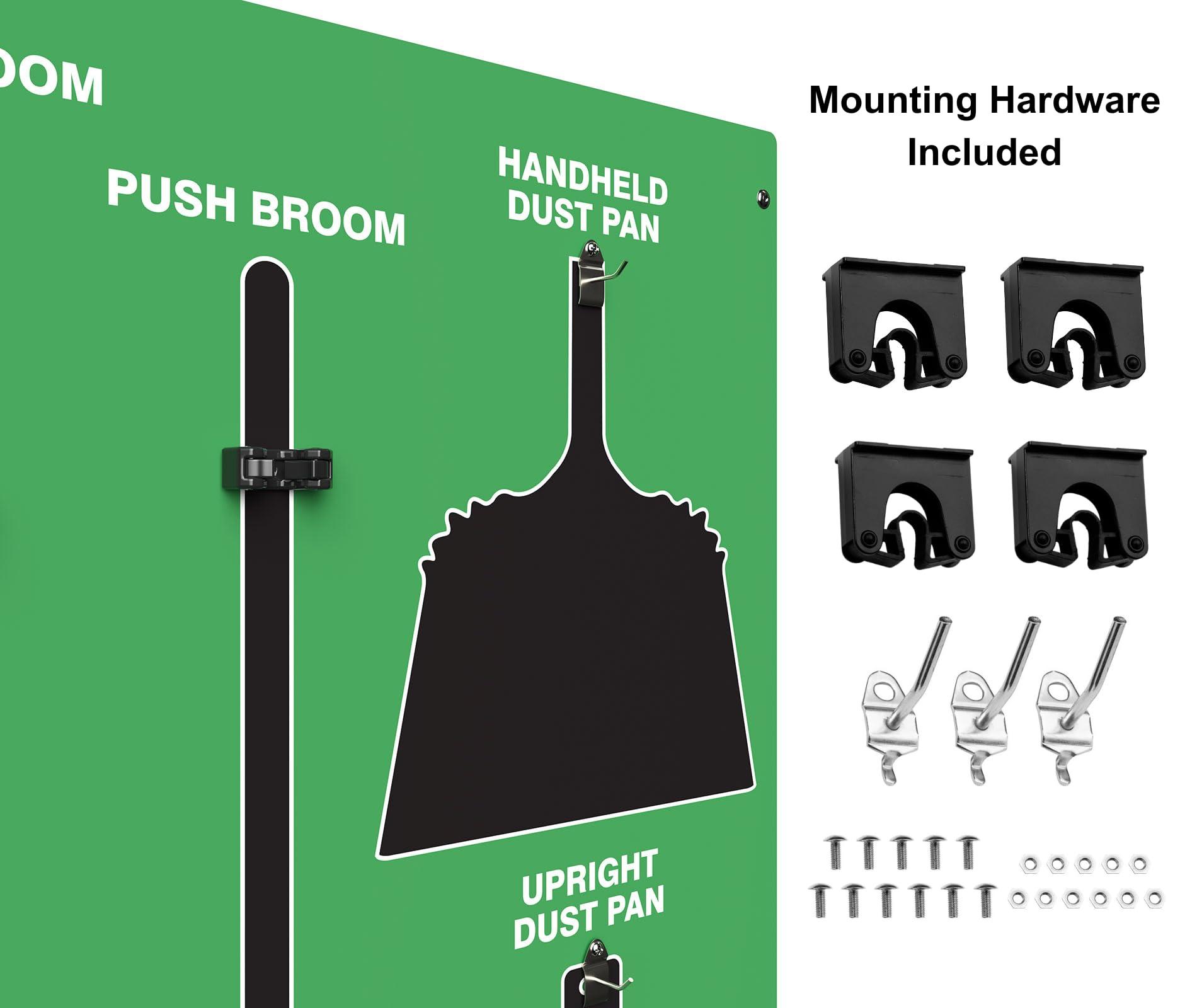 Accuform Clean & Sweep 5S Shadow Board/Wall Mount Broom Holder, 68\" x 30\" Board, 5S Cleaning Station - Board Only, Tools Sold Separately, Made in The USA by AccuformNMC, Green/Black, PSB714GNBK