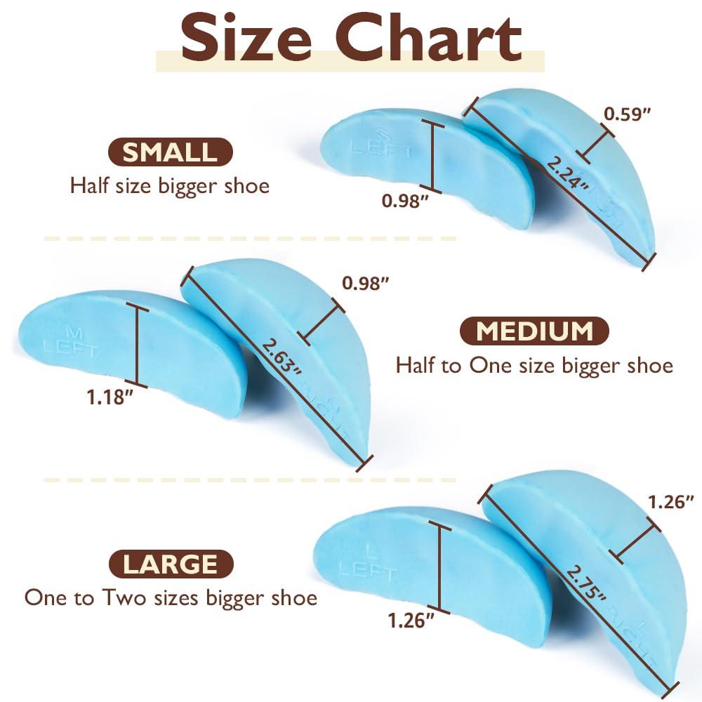 Dr.Foot Dr.Foot Shoe Filler Inserts for Loose Shoe, Toe Filler Cushion Inserts for Shoe Too Big, Big Shoe Fillers Make Shoes Fit for Casual Sports High Heels Boots (Medium: Half to One Size Bigger, Blue)