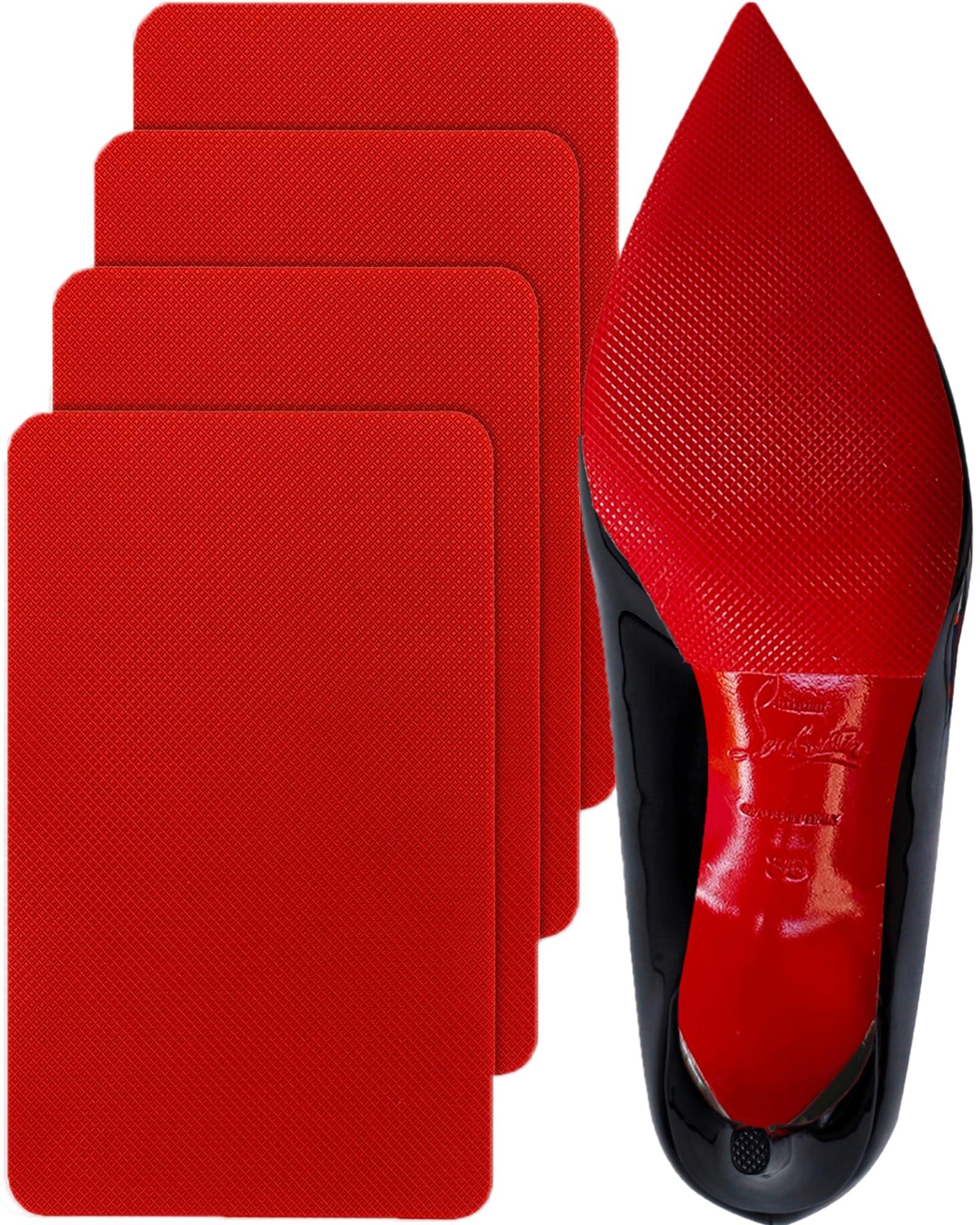 CZBYXA12 CZBYXA12 Red Bottom Shoe Protector,Self-Adhesive Red Bottoms Sole Protector Compatible with Christian Louboutin High Heels,Gel Red Bottom Protectors for Men Womens(6\"x4\" Red-2Pairs)
