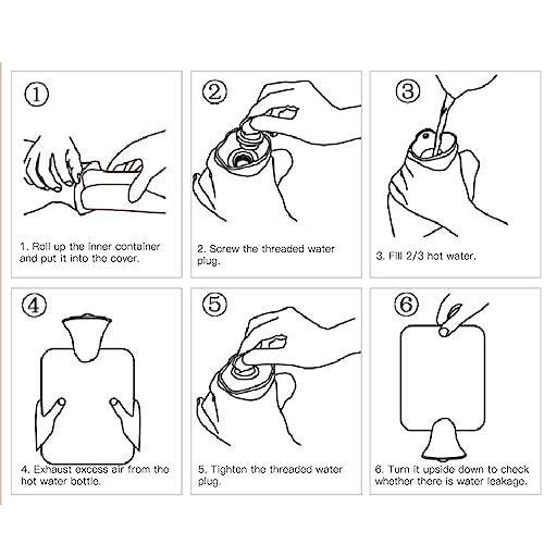 DCQRY Hot Water Bottle 1000ml Cute Plush Bear Hot Water Bottle Thickened PVC Hot Water Bag Anti Scald Hot Water Bag with Cover for Home Winter Pain Relief Hot Cold Pack(#3)