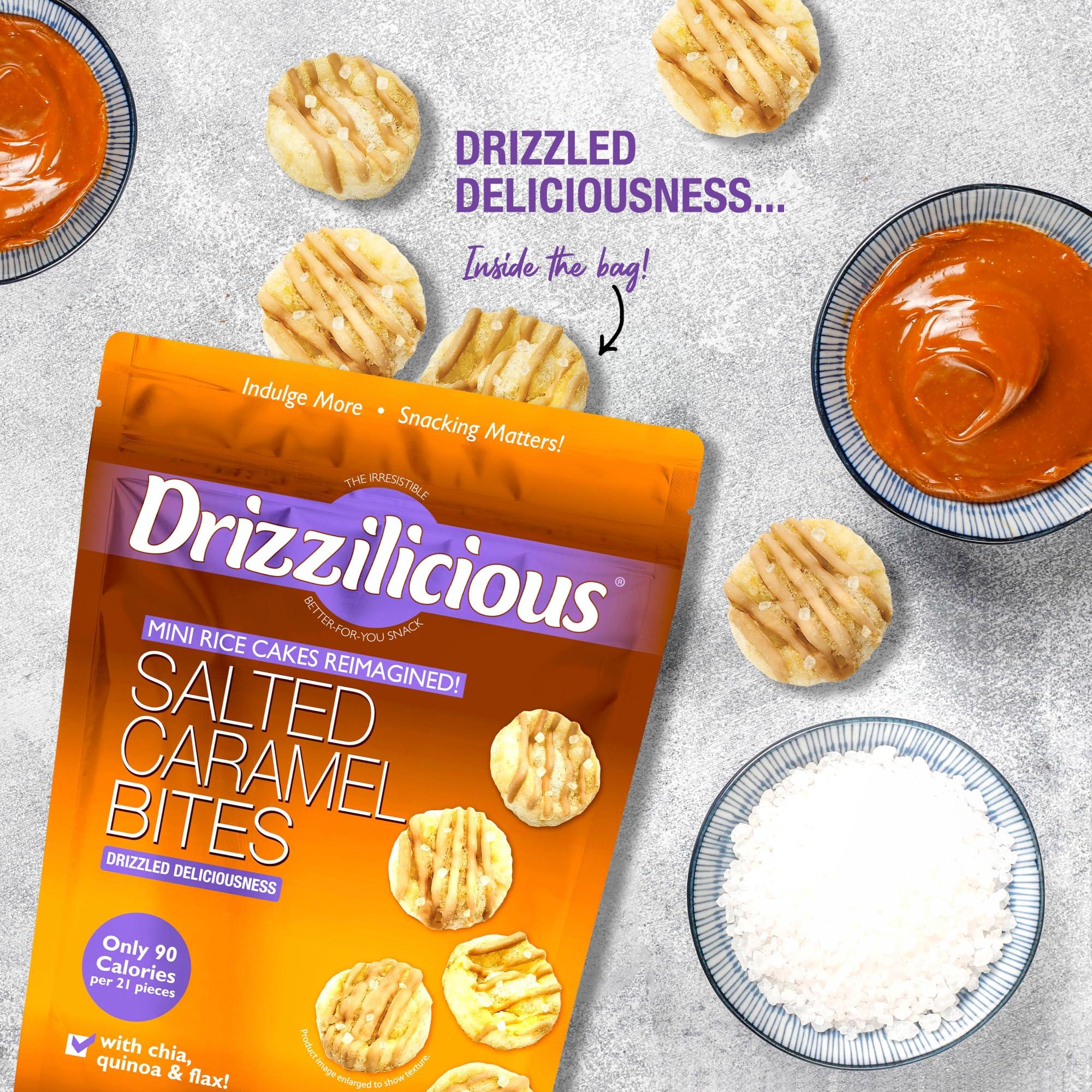 Drizzilicious Drizzilicious Mini Rice Cakes Salted Caramel - Rice Crisps, Healthy Snack for Adults & Kids, Flavored Rice Cakes, Vegan, Gluten Free, Allergen Free, 90 Calories Per Serving - 4 oz (Pack of 2)