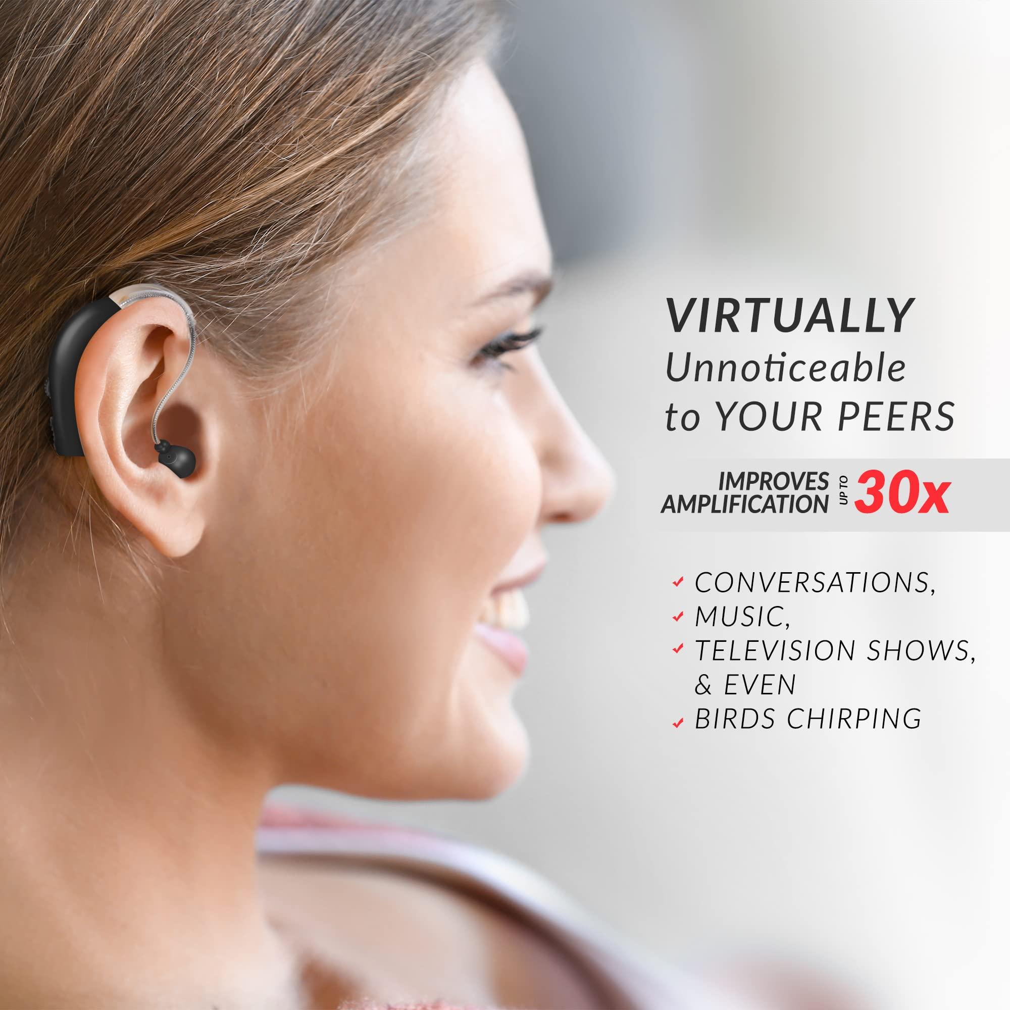 MSA 30X MSA PRO Sound Amplifier, Amplifies Sound by 30 Times, Alternative to Hearing Aids for Seniors, Up to 20 Hours Continuous Use, Lightweight, Nearly Invisible, Adjustable Volume, Fast Charging, Black, 1ct