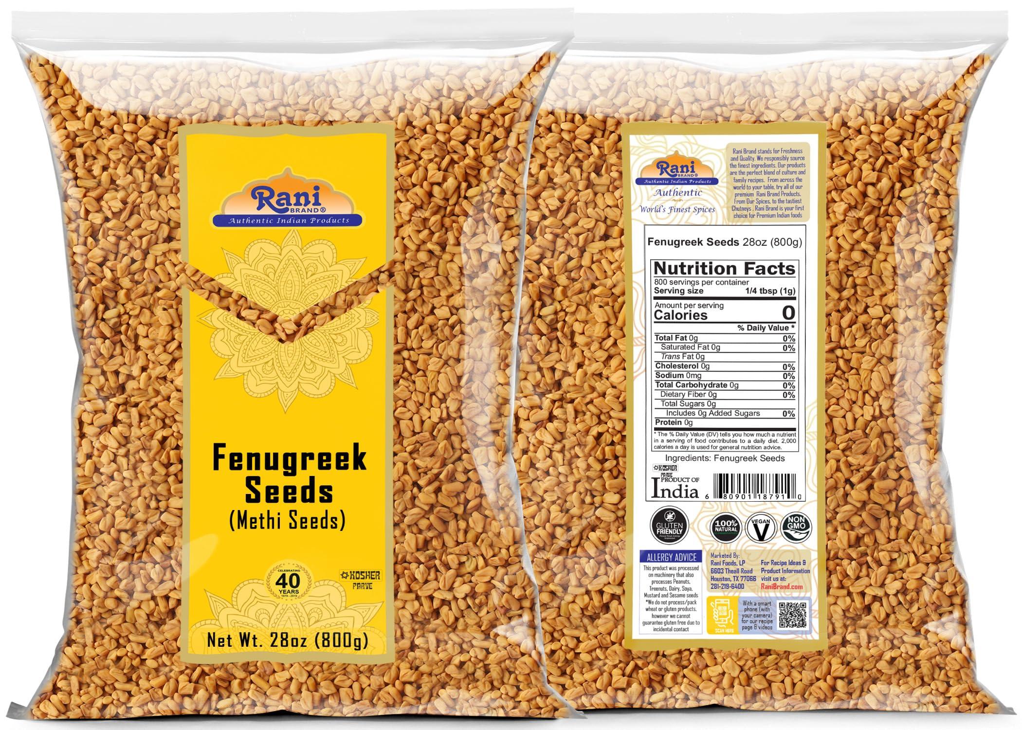 Rani Brand Authentic Indian Products Rani Fenugreek (Methi) Seeds Whole 28oz (800g) Trigonella foenum graecum ~ All Natural | Vegan | Gluten Friendly | Non-GMO | Kosher | Indian Origin, used in cooking & Ayurvedic spice