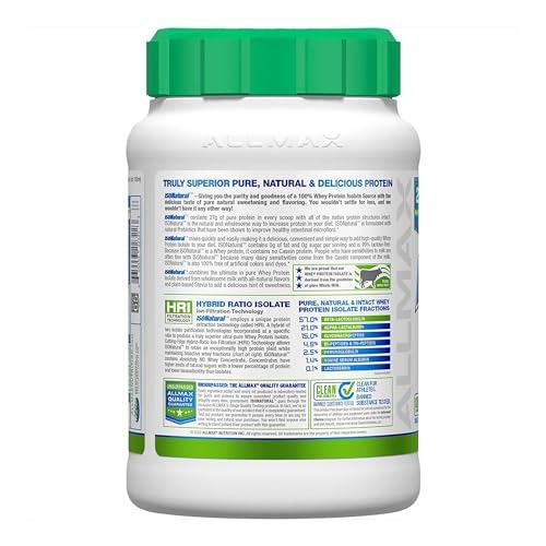 Tombow ALLMAX ISONATURAL Whey Protein Isolate, Vanilla - 2 lb - 27 Grams of Protein Per Scoop - Zero Fat & Sugar - 99% Lactose Free - With Prebiotics - No Artificial Flavors - Approx. 29 Servings