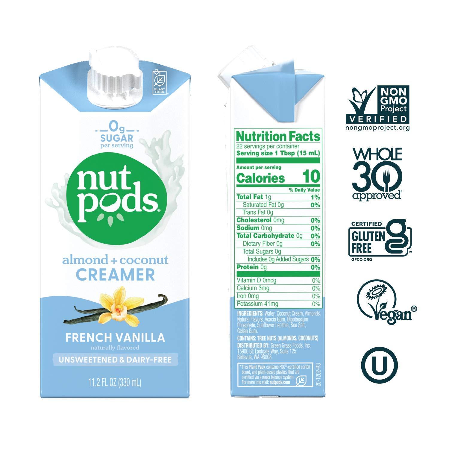 nutpods nutpods Non Dairy Coffee Creamer Bundle: a 4 pack of French Vanilla creamer and a 3 pack of Toasted Marshmallow creamer.