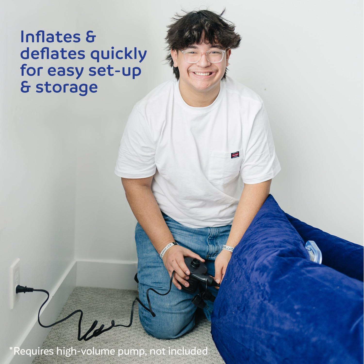 Fun and Function Fun and Function Air-Lite Cozy Canoe - Inflatable Sensory Peapod for Sensory Needs - Sensory Chair Compression Canoe for Kids Ages 3+ - Sensory Furniture - Navy - Medium