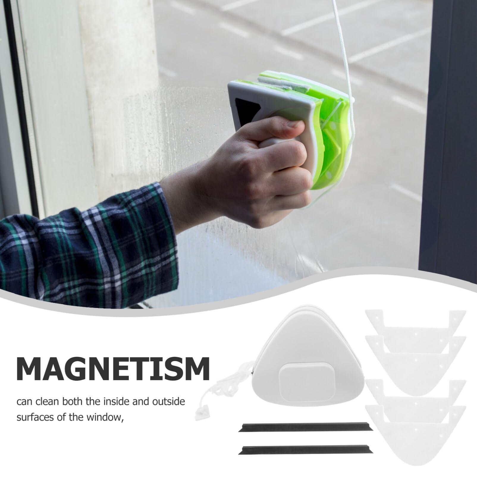 Gatuida Gatuida Double Side Magnetic Window Cleaner Triangular Glass Wiper Window Wiper Glider Washing Brush Cleaning Brush for Car Glazed Windows White