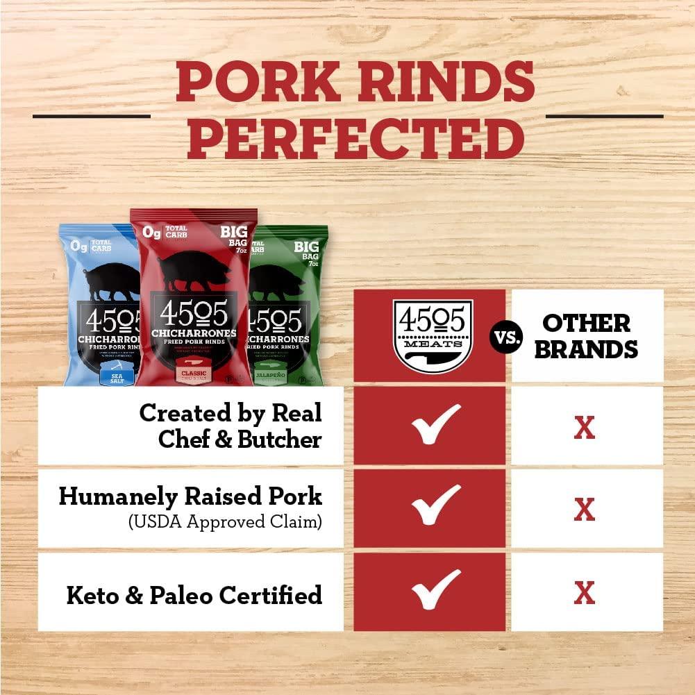 4505 Meats Classic Chili & Salt Chicharrones - 2.5 oz/6 pack