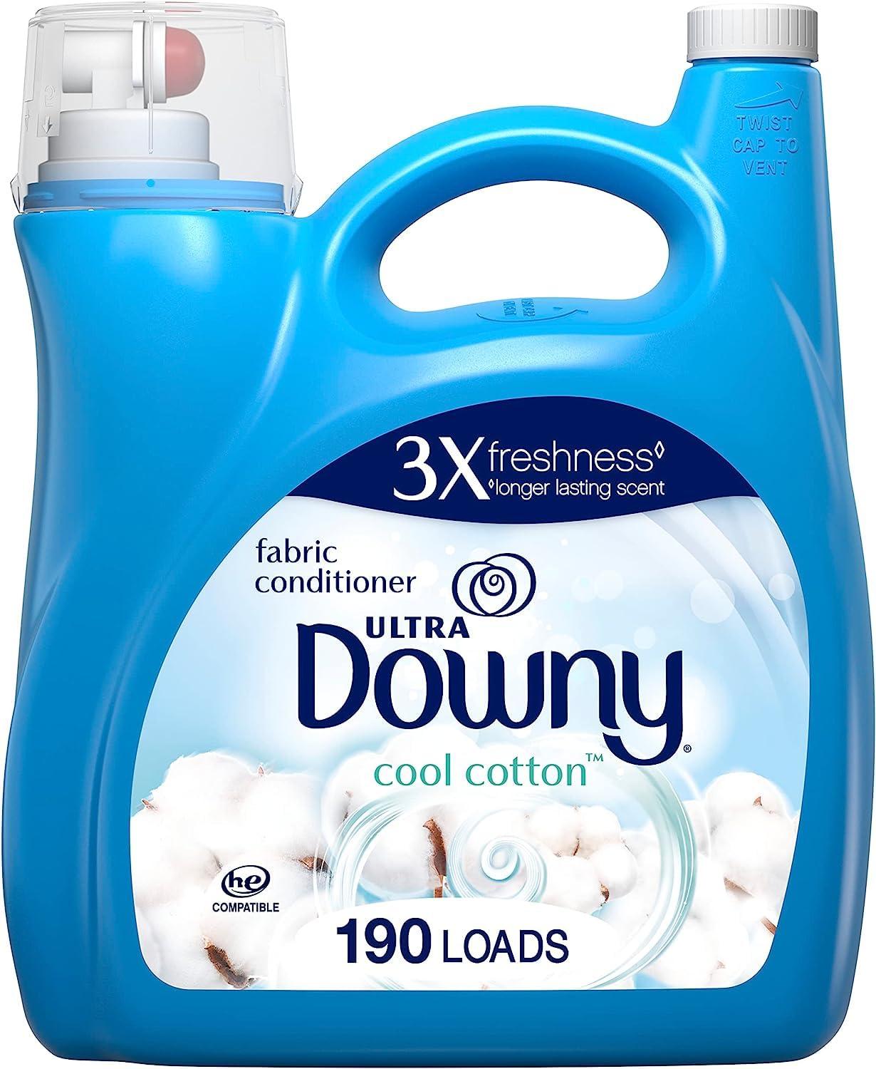 Downy Downy Cool Cotton Liquid Fabric Conditioner (Fabric Softener), 164 Fl Oz, 190 Loads