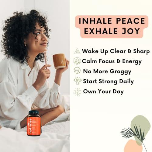 NutriRise NutriRise Organic Ashwagandha Root Capsules with Black Pepper, 1300mg, Natural Stress & Mood, Thyroid & Immune Support Supplement, Clarity, Focus & Energy, Gluten Free, 60 Count