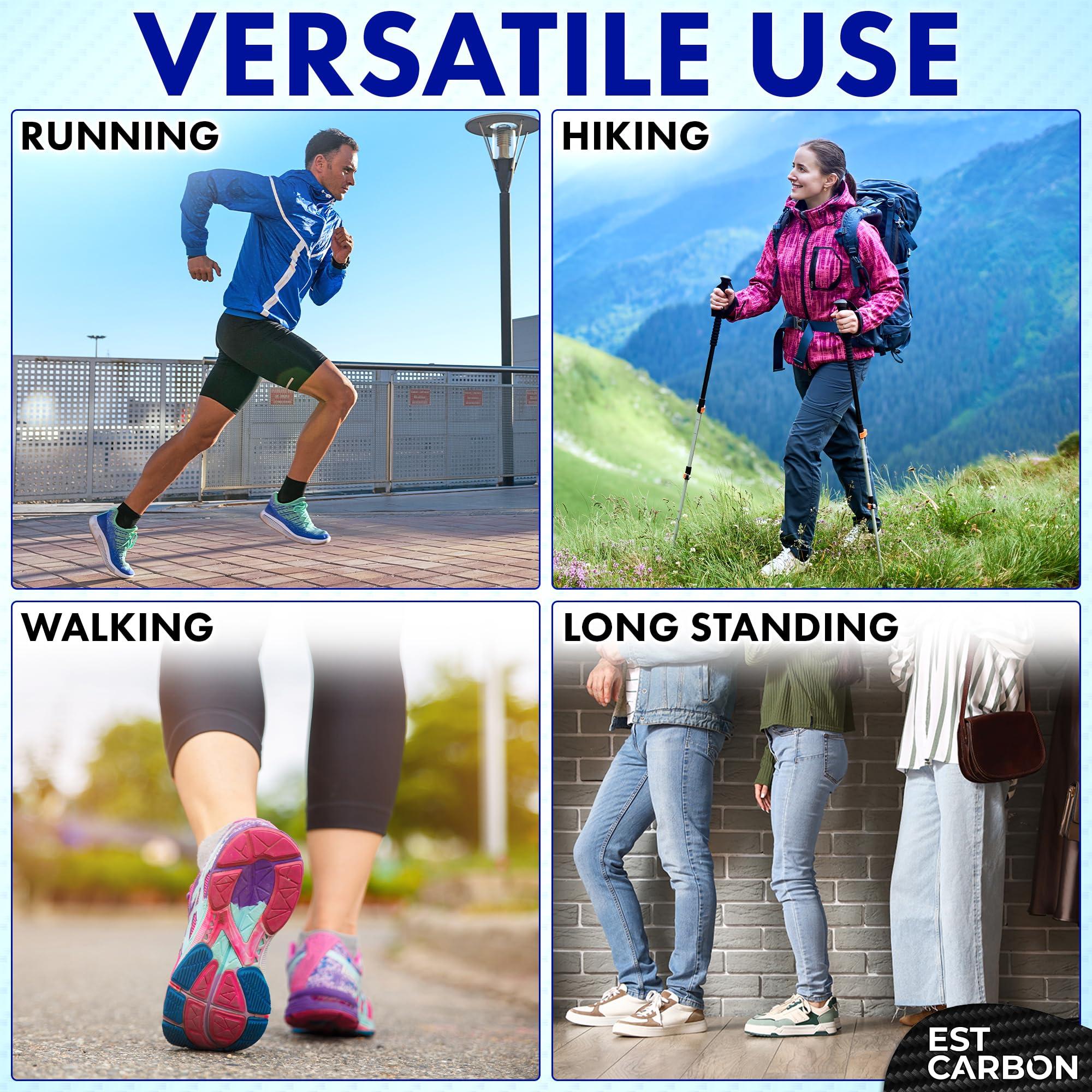 ESTCARBON Carbon Fiber Insole for Men & Women 1 PC Carbon Fiber Shoe Insert, Carbon Fiber Foot Plate - Hallux Rigidus Relief, Turf Toe, Mortons Extension, Big Toe, Carbon Fiber Insoles Women 8.5-9, Mens 7.5