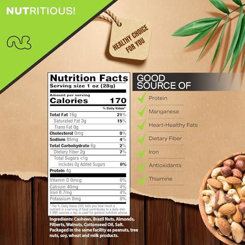 Nut Cravings NUT CRAVINGS - Roasted & Salted Mixed Nuts - Brazils, Brazil, Pecan, Almond, Hazelnut, Cashew (16oz - 1 LB) Packed Fresh in Resealable Bag - Healthy Protein Food, Natural, Keto Friendly, Vegan, Kosher