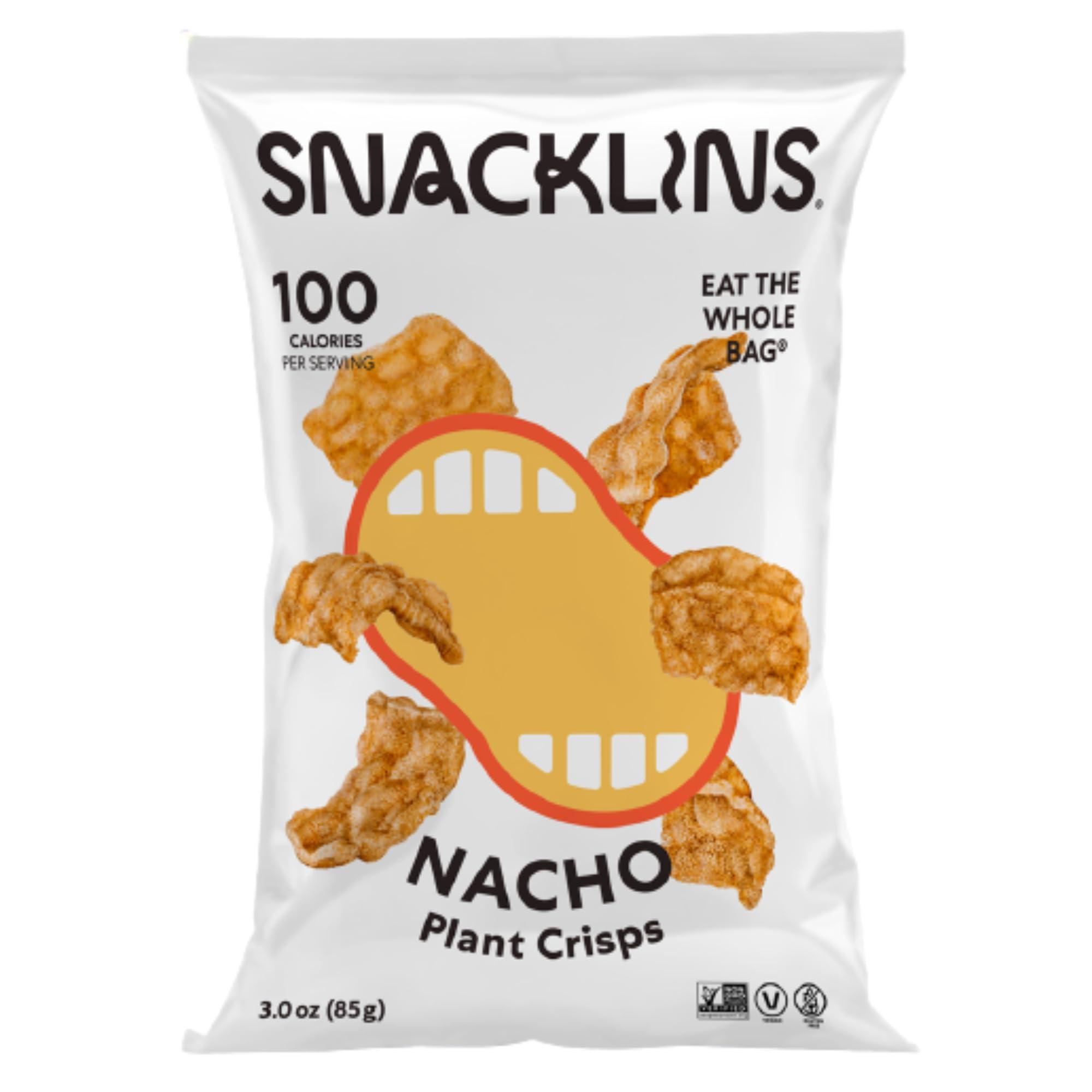 Independent Cuisine SNACKLINS Plant Based Crisps Vegan Healthy Snacks - Gluten Free, Grain Free, Plant Based Crisps, 100% Kosher, Low Calorie and No Added Sugar, Crunchy, Puffed Snack - Nacho, 3oz, Pack of 3