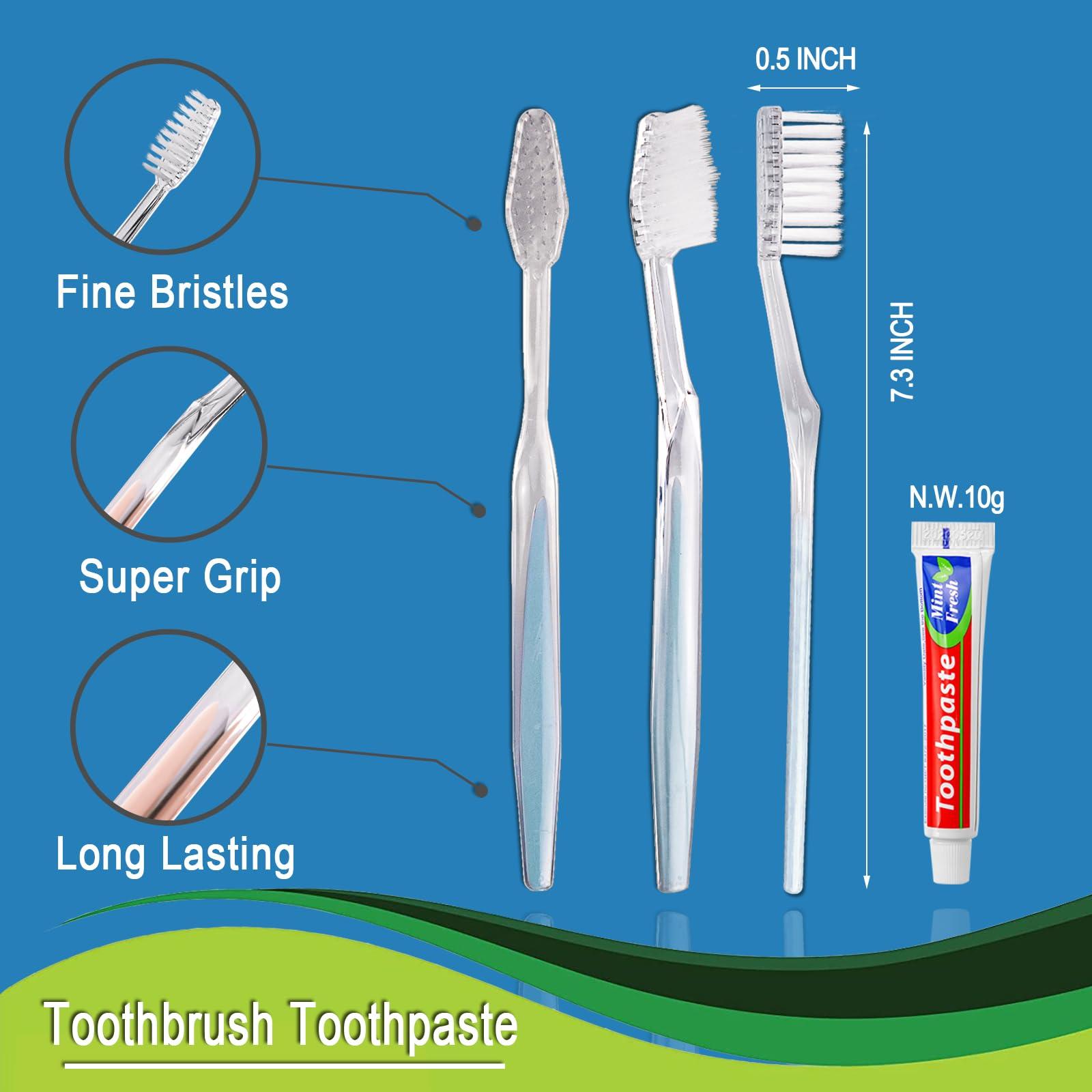 HQSLsund HQSLsund 200 Pack Combs in Bulk Bunde with 200 pcs Disposable Toothbrushes Toothpaste Individually Wrapped