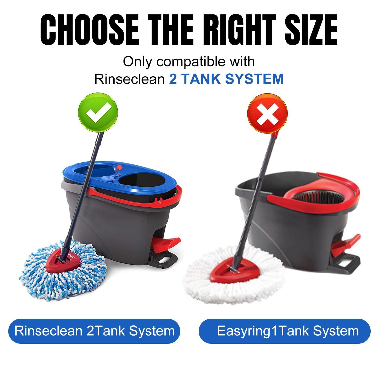 HANDRERLEE 16Pcs Spin Mop Replacement Heads, 360 Easy Wring Spin Mop 100% Microfiber Refill, Easy Cleaning Spin Mop Heads, 2 Tank System Replace Head for Easy House Cleaning Floor Mopping,Blue&White