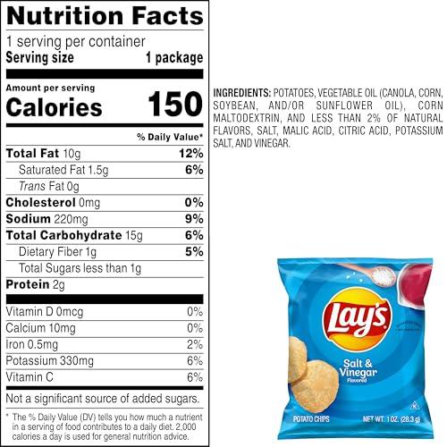 Lay's Lay\'s Salt & Vinegar Flavored Potato Chips, (40 Count)