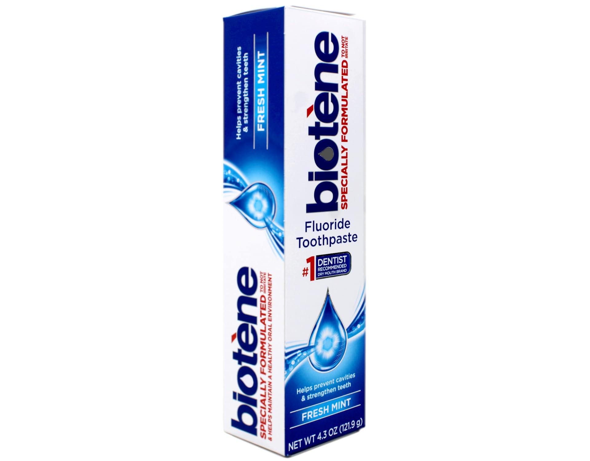 biotène Biotene Fluoride Toothpaste Gentle Formula Fresh Mint, 4.3 Ounce (Pack of 2)