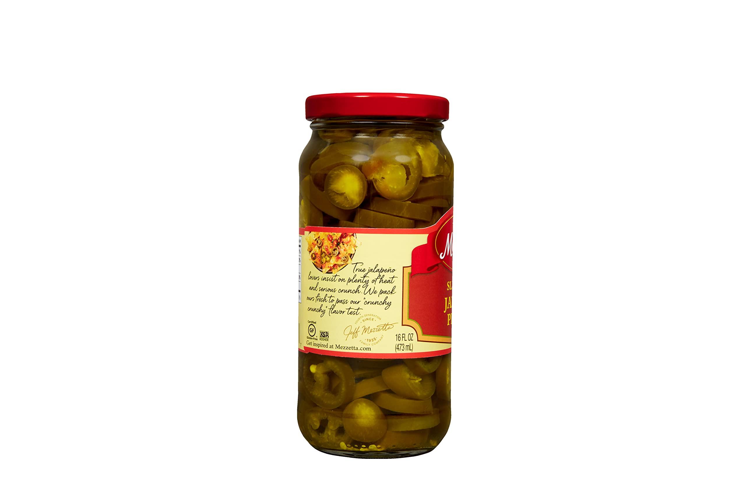 Mezzetta Mezzetta Sliced Hot Jalapeno Peppers| Gluten Free, Kosher, Keto | 16 Fluid Ounce Jar (Pack of 6)