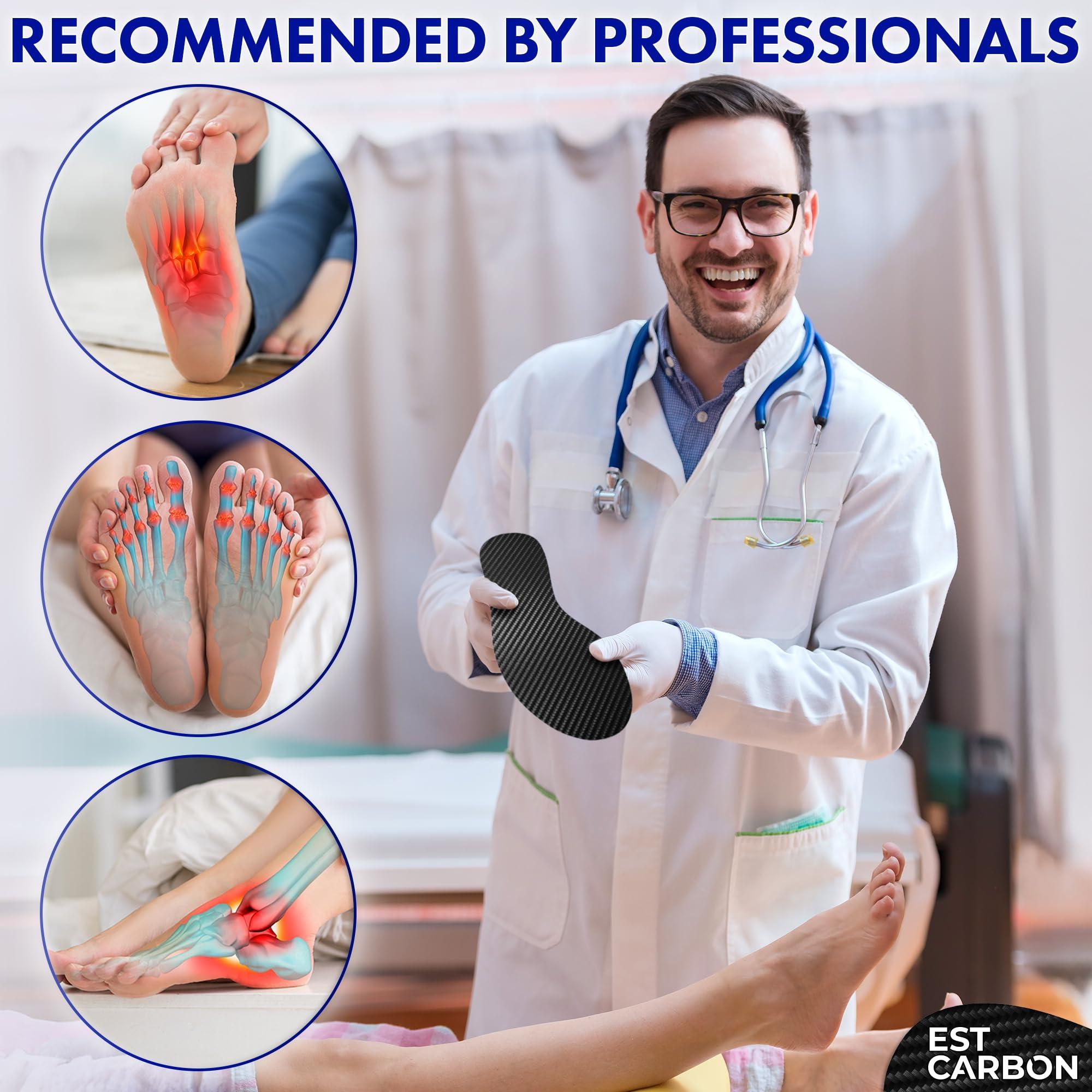 ESTCARBON Carbon Fiber Insole for Men & Women 1 PC Carbon Fiber Shoe Insert, Carbon Fiber Foot Plate - Hallux Rigidus Relief, Turf Toe, Mortons Extension, Big Toe, Carbon Fiber Insoles Women 8.5-9, Mens 7.5