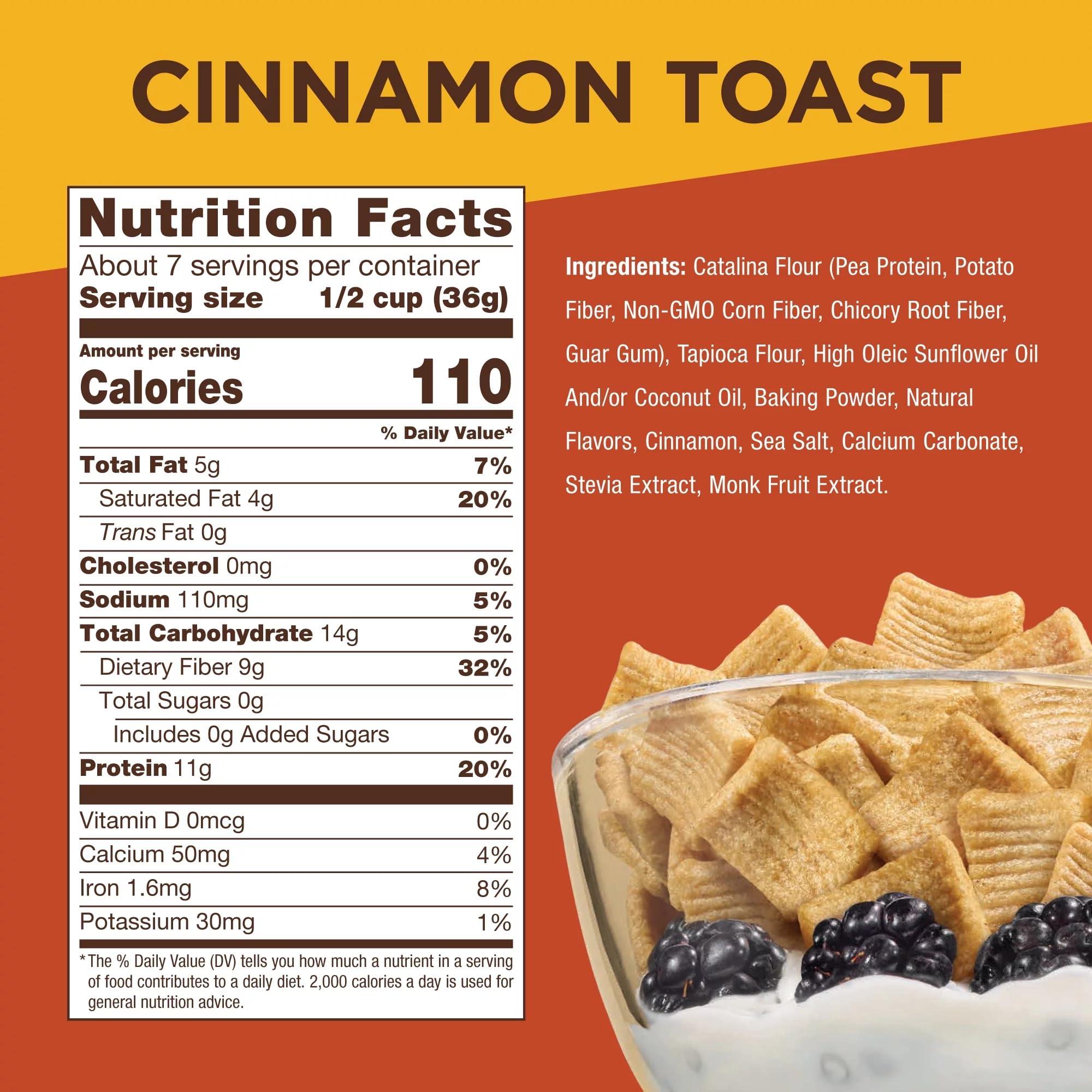 Catalina Crunch Catalina Crunch Cinnamon Toast High Fiber Cereal 4 Pack | Low Carb, Sugar Free, Gluten Free | Keto Snacks, Vegan, Plant Based Protein