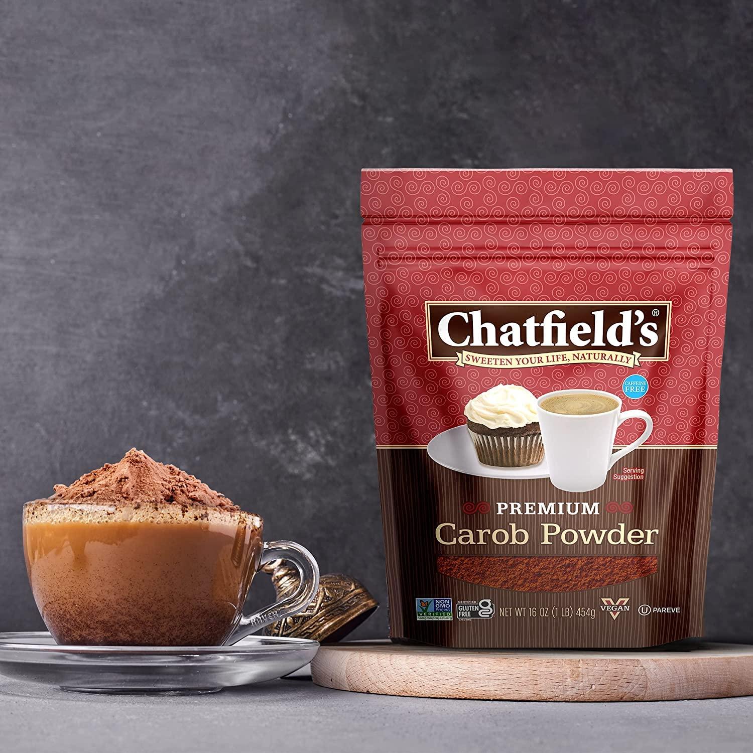 Chatfield\'s Chatfields All Natural Carob Powder 16-oz Pouch, Sweet and Delicious, Premium Quality, Caffeine-Free, Gluten-Free, Vegan, Kosher, Non-GMO Verified - (4 Pack)
