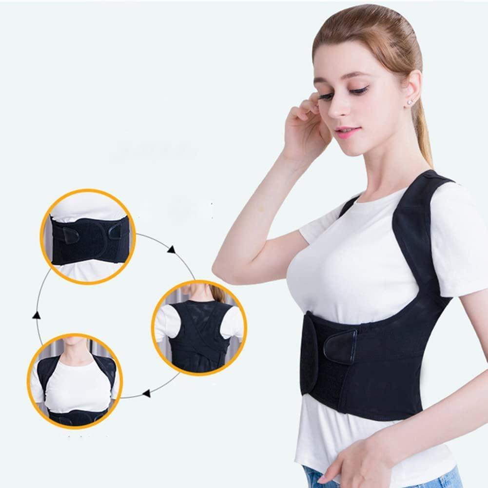SJHY Posture Corrector Adjustable Upper Back Brace Breathable Support Straightener Providing Relief from Lumbar Neck Shoulder Clavicle Back Women Men Back Posture (Color : Black, Size : XXX-Large)
