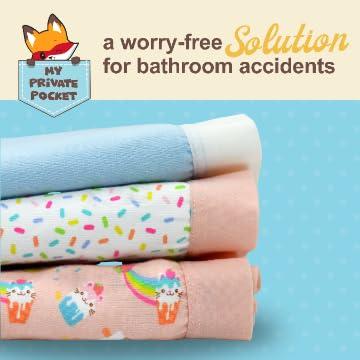 Private Pocket My Private Pocket Girls Underwear with Inner Pouches, Soft Cotton Panties, Youth Incontinence, Potty Training, Medium (Pack of 3)