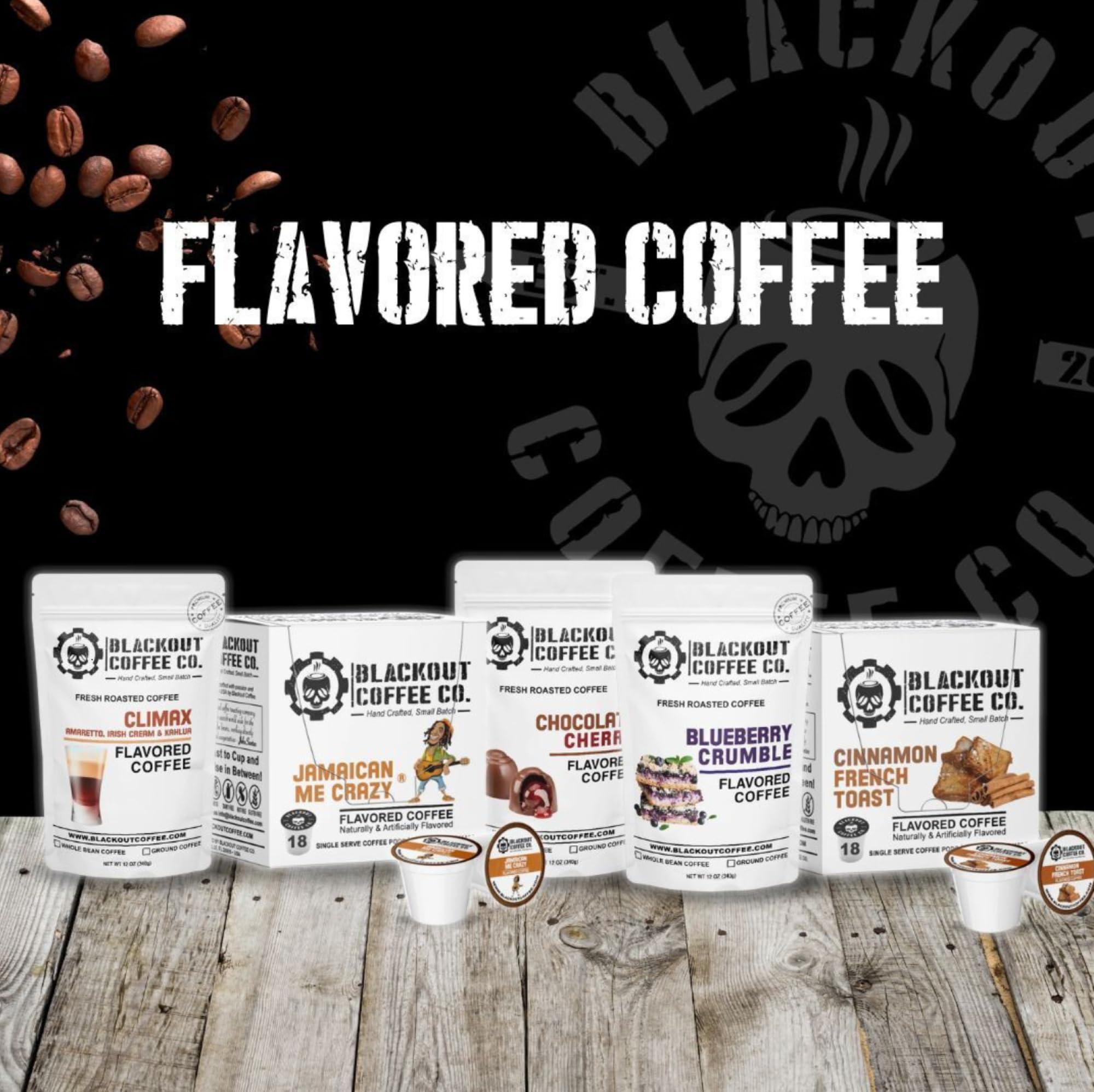 Blackout Coffee Co. Blackout Coffee Climax Amaretto, Irish Cream & Kahlua Flavored Ground Coffee, Medium Roast - Ground Coffee, Fresh Roasted In the USA,12 oz Pouch