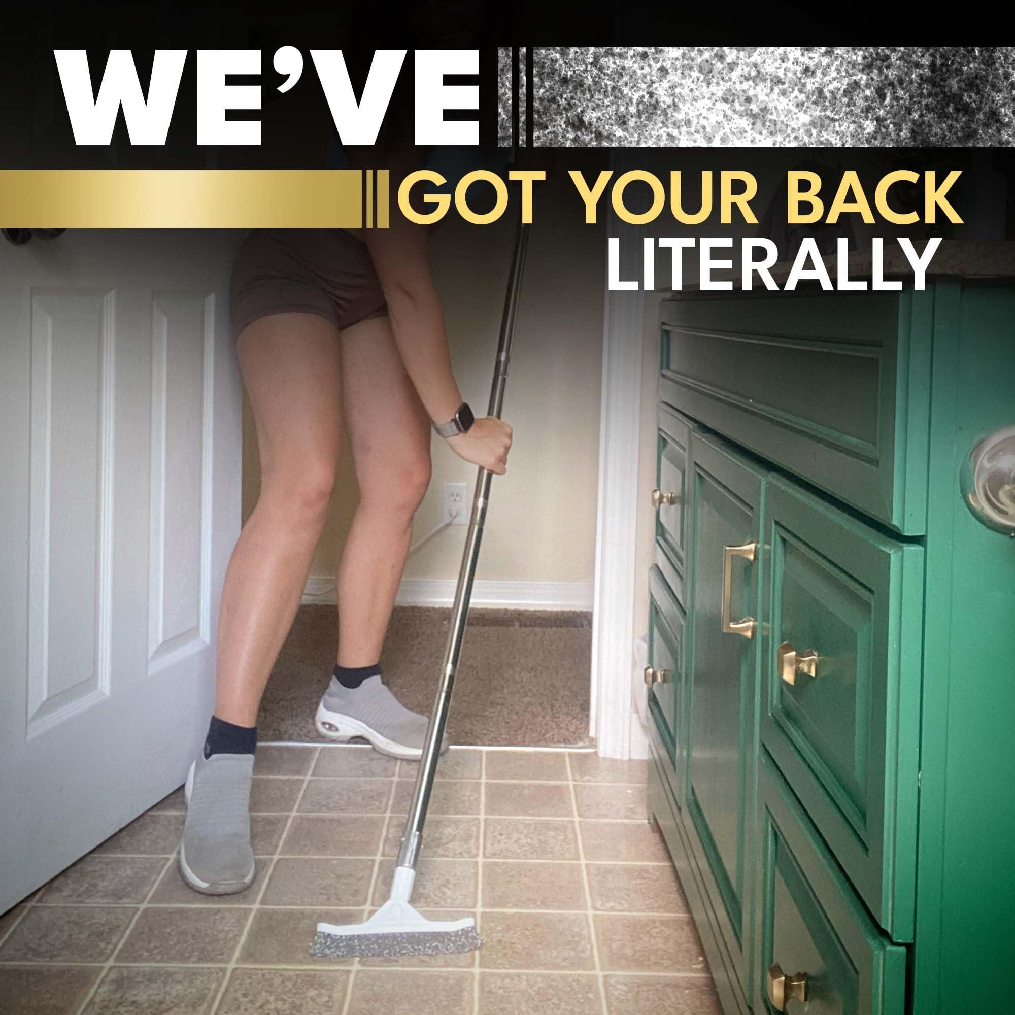 The Crown Choice Grout Brush with Long Handle - Heavy Duty Cleaner & Grout Scrubber Tool - Deep Cleaning Hard Wood, Tile, Floors - Handled Bathtub and Shower Scrub - Cleaning Brushes and Supplies for Bathroom Kitchen