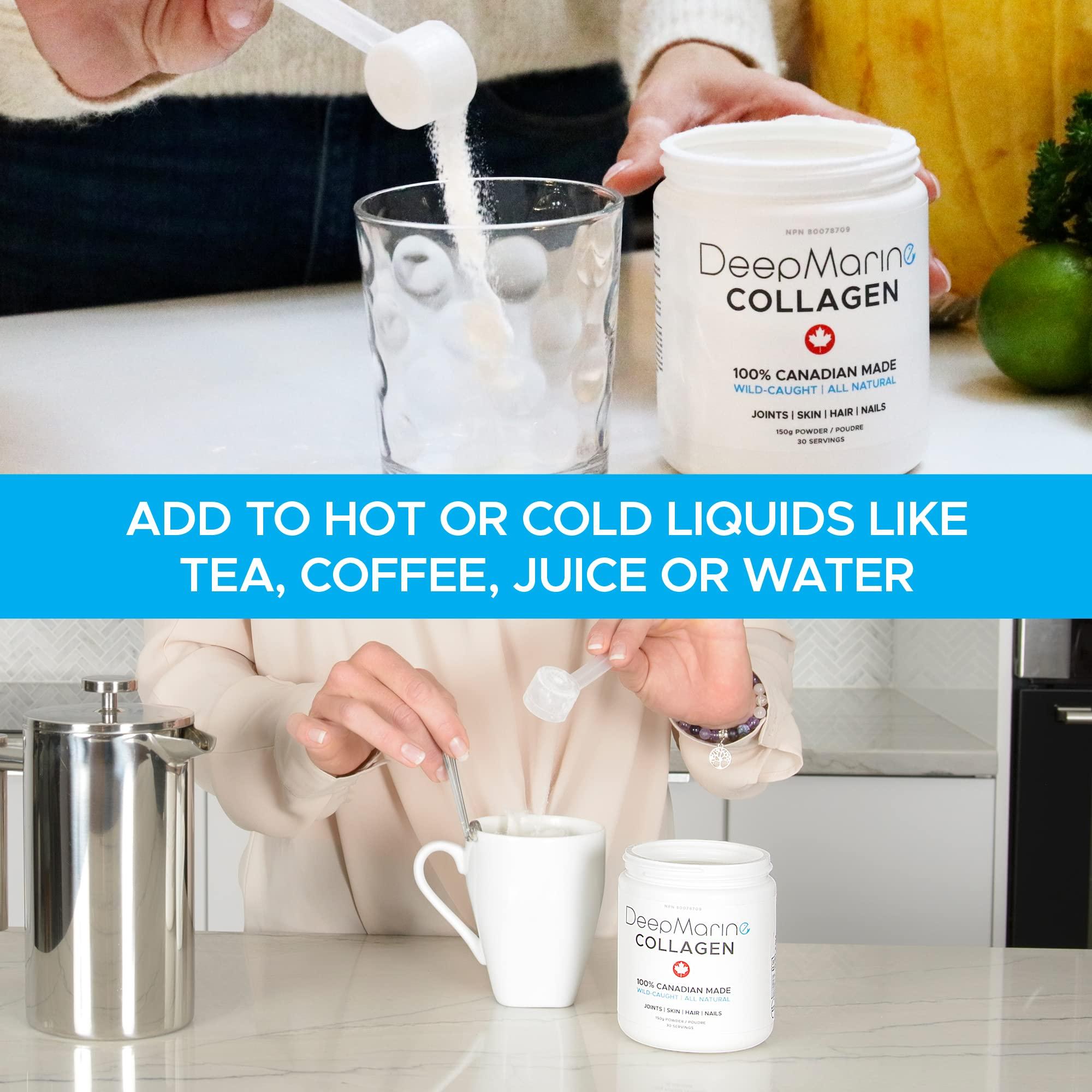 DeepMarine DeepMarine Collagen 100% Canadian Made Collagen Peptides, Wild-Caught Collagen Powder, Hydrolyzed Marine Collagen - 30 Day Supply - Gluten-Free, Tasteless, Odourless, Keto and Paleo Friendly