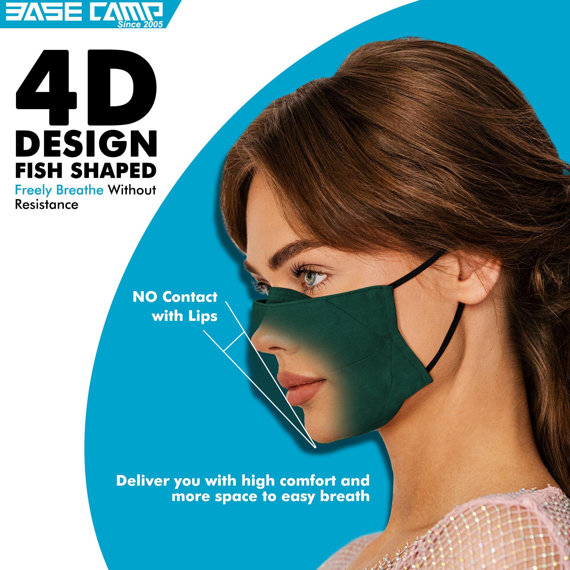 BASE CAMP BASE CAMP Reusable Cloth Dust Face Masks 100% Cotton Washable Adjustable Breathable Fabric Mask with Filter Pocket (1Black+1Green+1Blue)