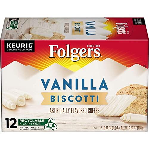 Folgers Folgers, Gourmet Selections, K-Cup Single Serve Coffee, 12 Count, 3.38oz Box(Pack of 3) (Vanilla Biscotti)