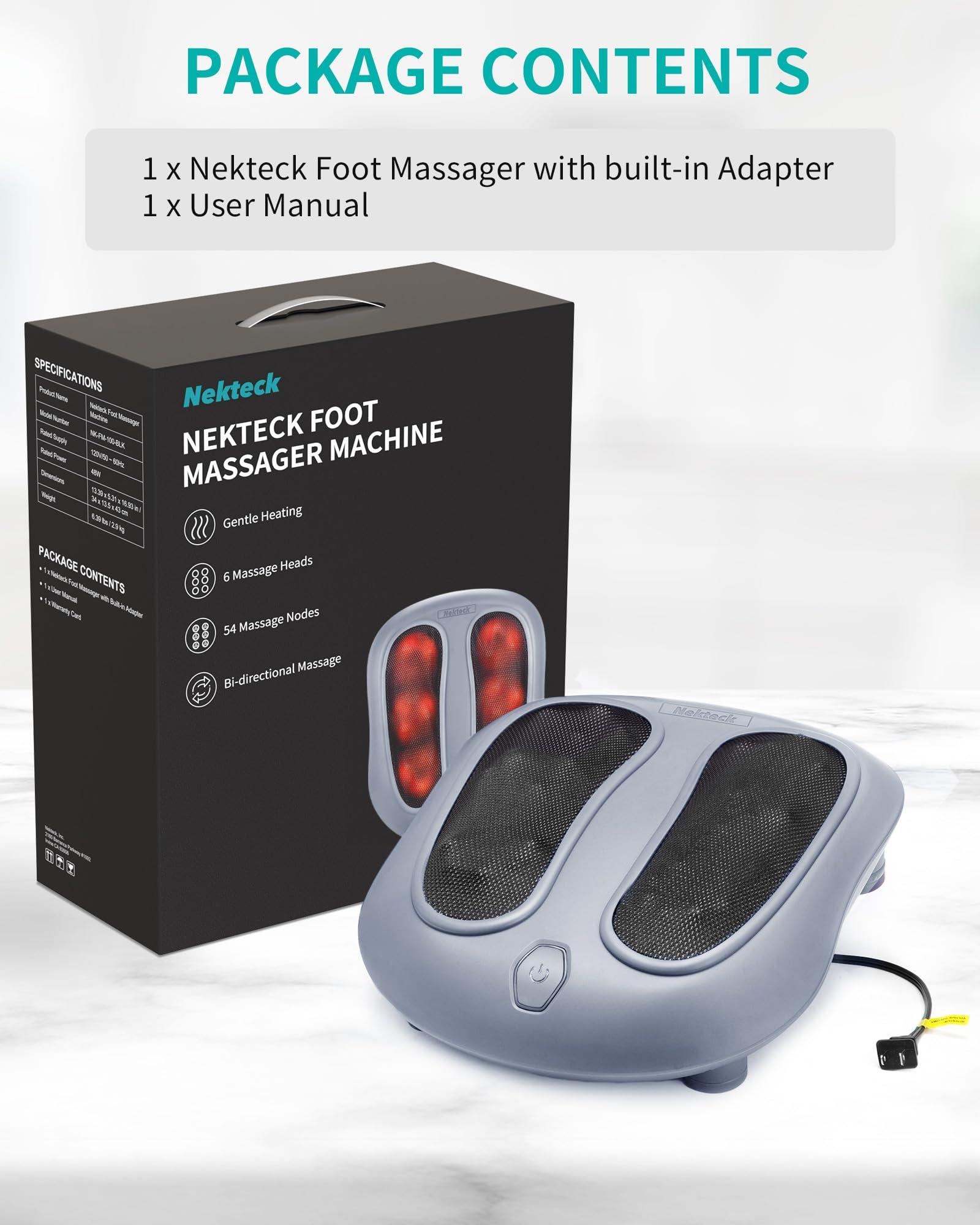 Nekteck Nekteck Foot Massager with Heat, Shiatsu Heated Electric Kneading Foot Massager Machine for Plantar Fasciitis, Built-in Infrared Heat Function and Power Cord(Gray)