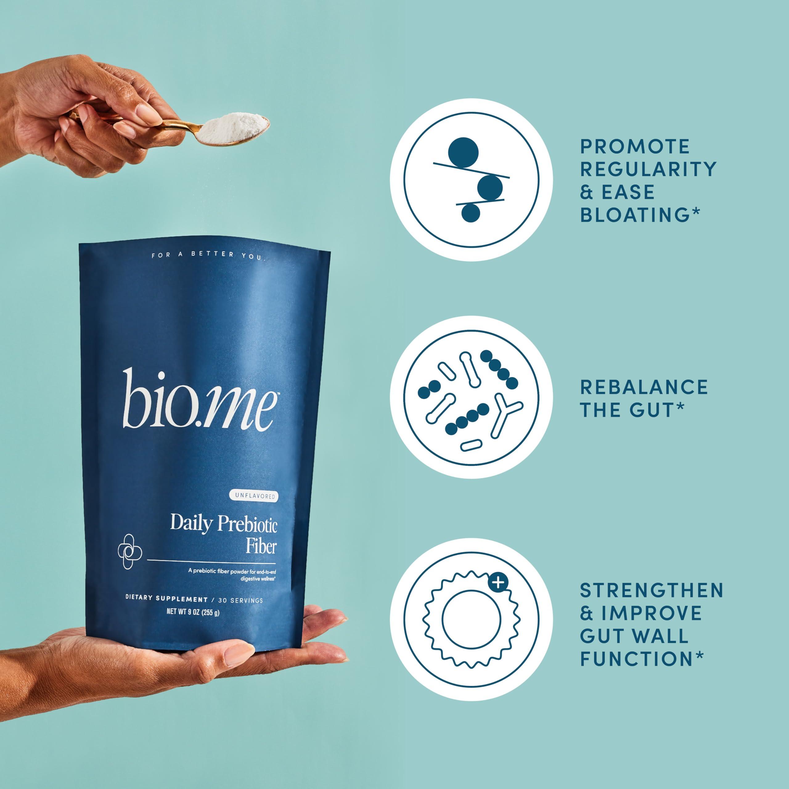 Bio.me Bio.me Daily Prebiotic Fiber & Synbiotic Bundle - Fiber Powder for Digestive Health & Bloating - Pre, Pro, Postbiotic for Gut Health & Immune Support, Non-GMO, Gluten Free - 30 Servings, 60 Capsules