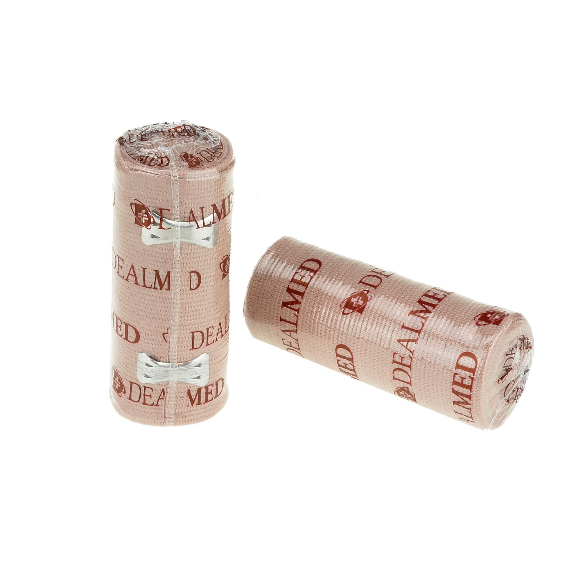 Dealmed Dealmed 4\" Elastic Bandage Wrap with Clip Closure 50 Elastic Bandages, 4.5 Yards Stretched Compression Bandage Wrap, Wound Care Product for First Aid Kit and Medical Facilities