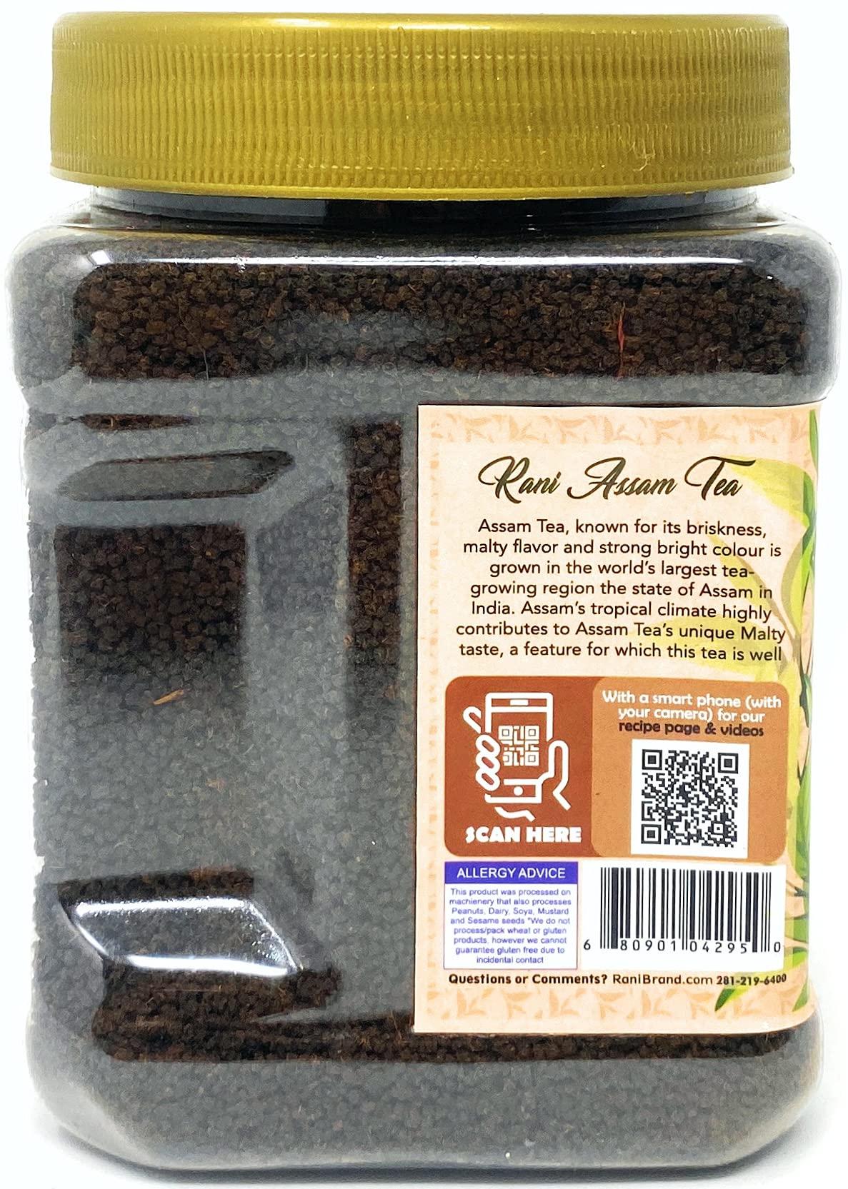 Rani Brand Authentic Indian Products Rani Assam Tea (Indian Loose Leaf Bold Black Tea) 12oz (340g) PET Jar ~ All Natural | Vegan | Gluten Friendly | Salt & Sugar Free | NON-GMO | No Colors | Indian Origin